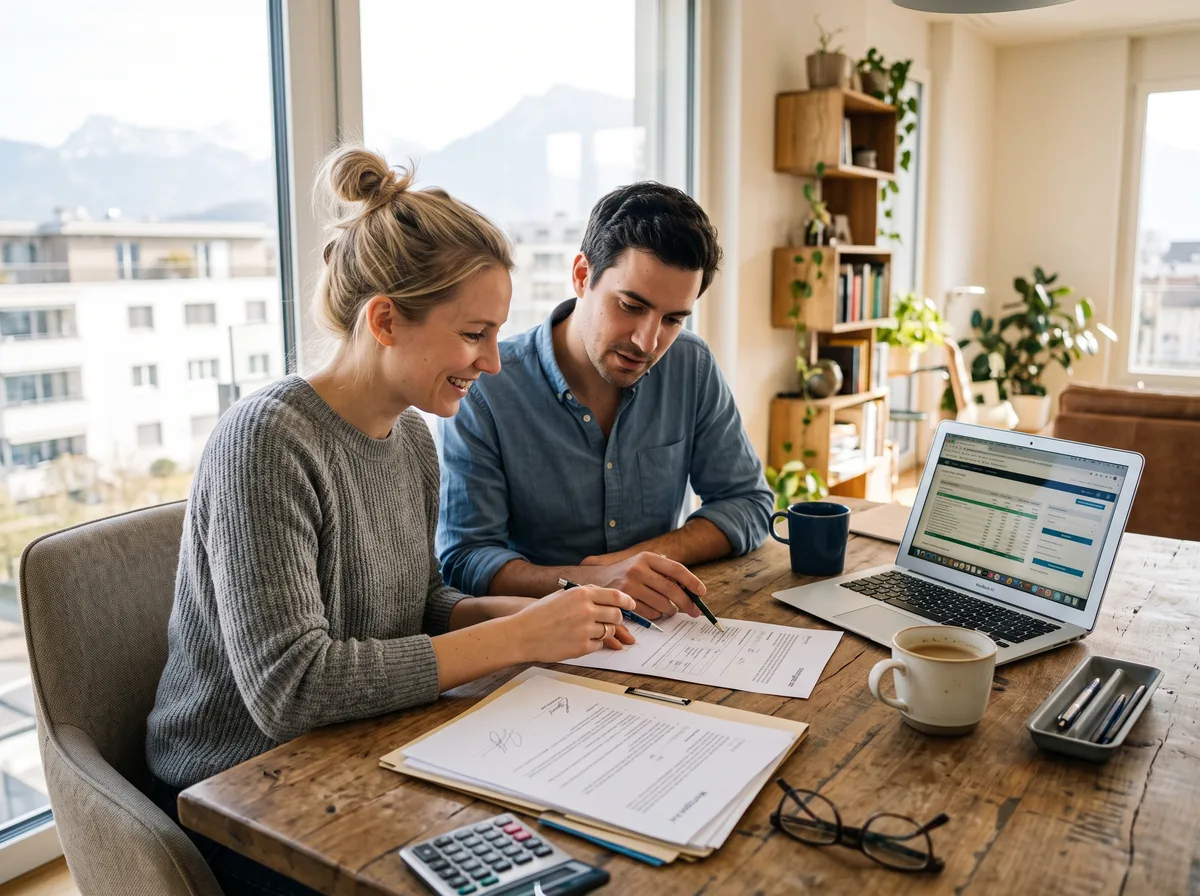 Un couple compare des offres de financement hypothécaire à la maison